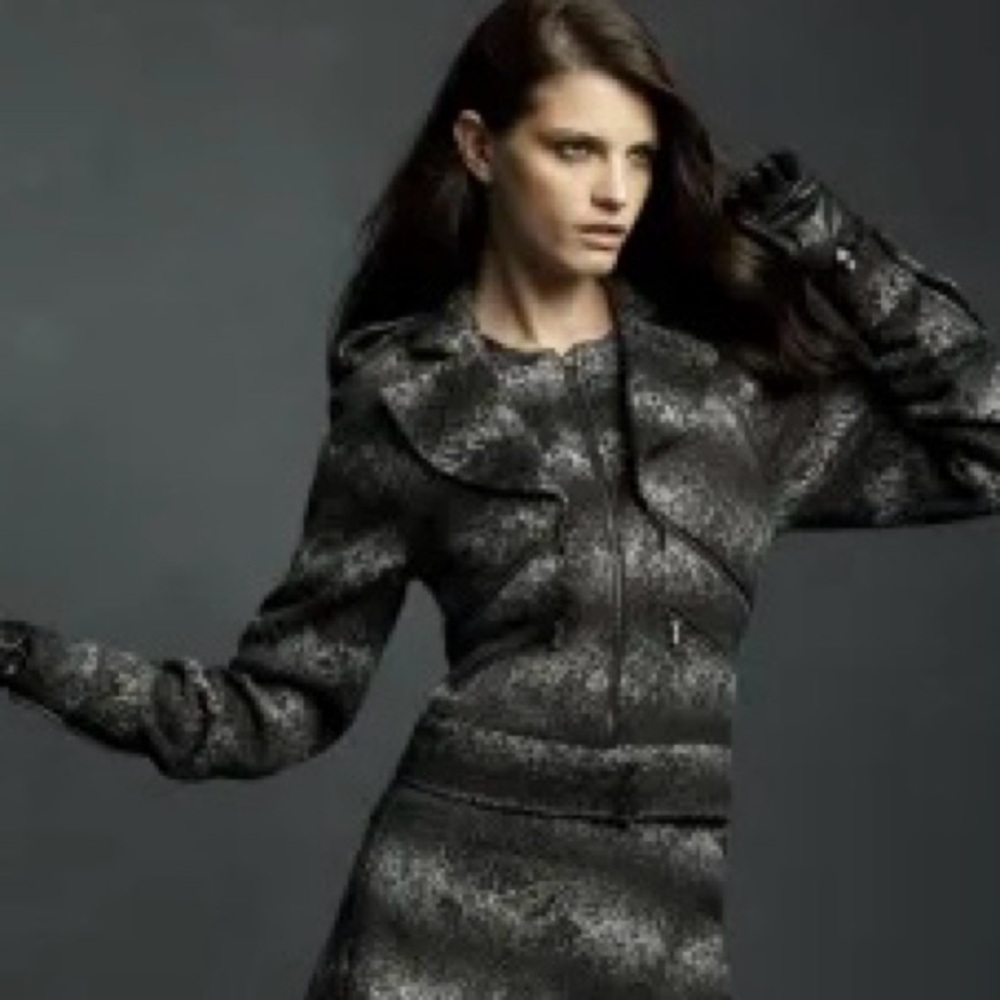 Karl Lagerfeld for Impulse Wool Blend Tweed Moto Stripe Jacket size S